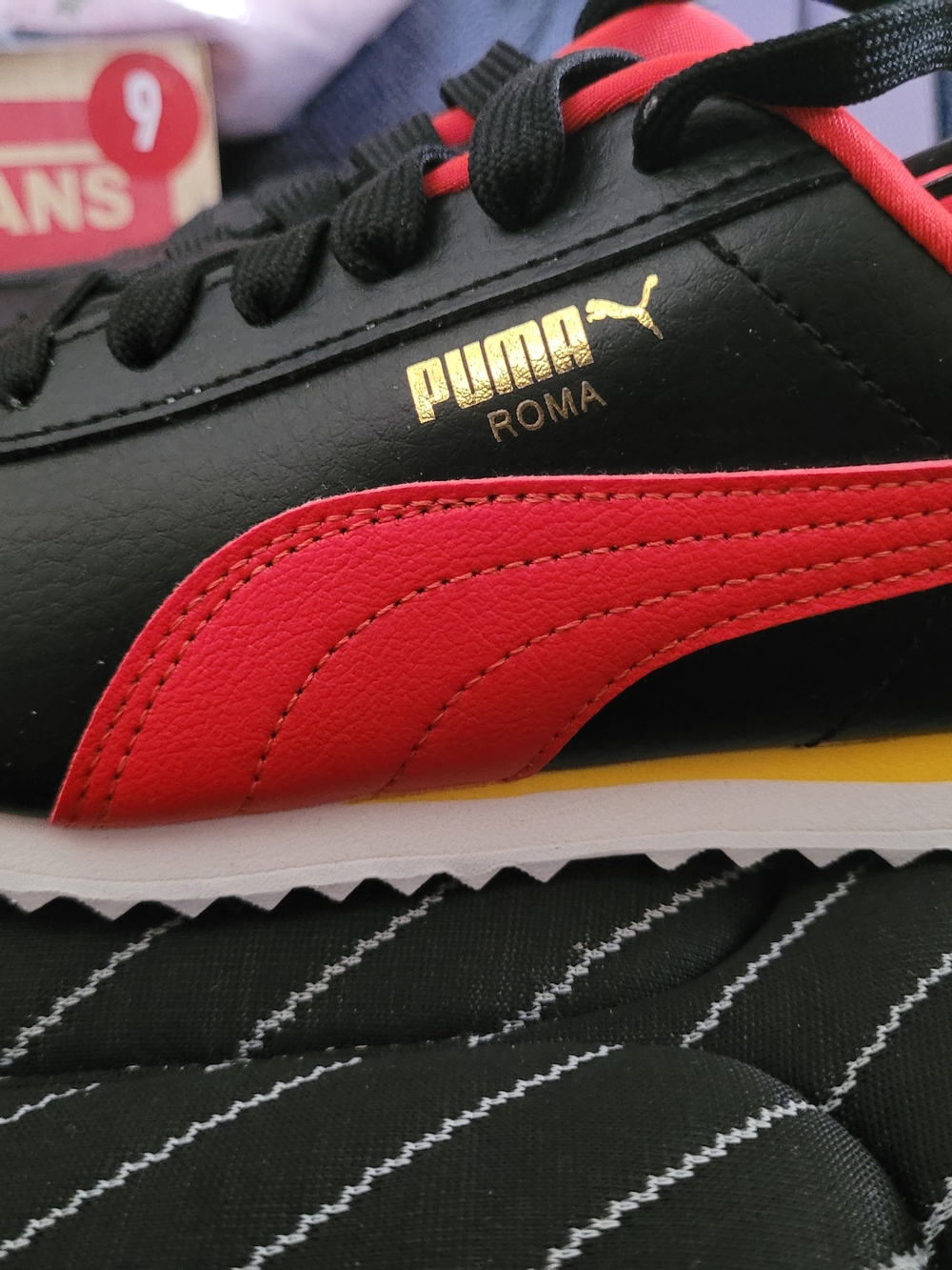Puma Roma Men's Black & Red Leather Sneaker